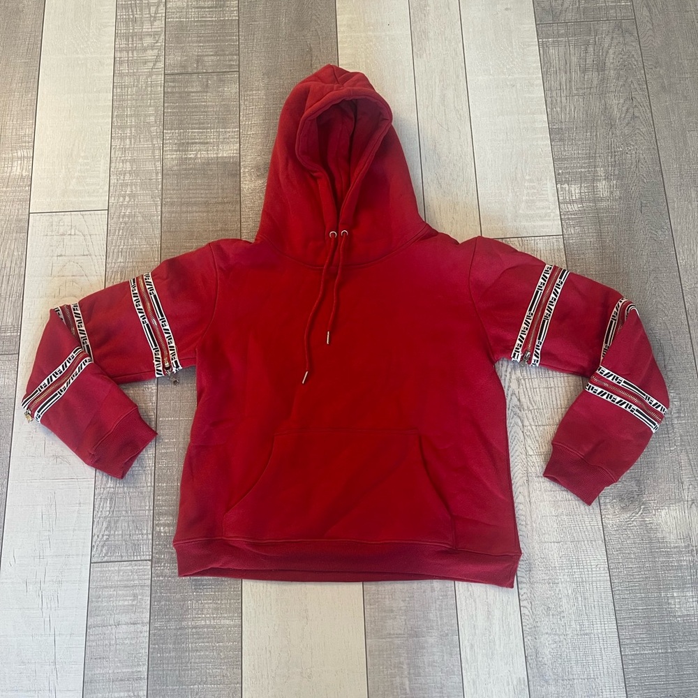 LF Red 3 Zipper Arm Hoodie Medium